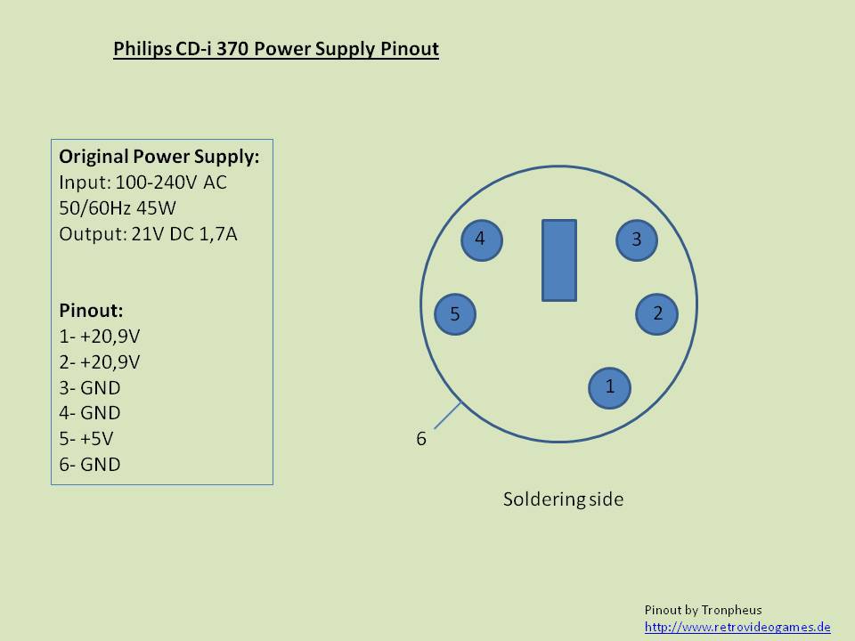 - Philips CD-i 370 Power Supply Pinout